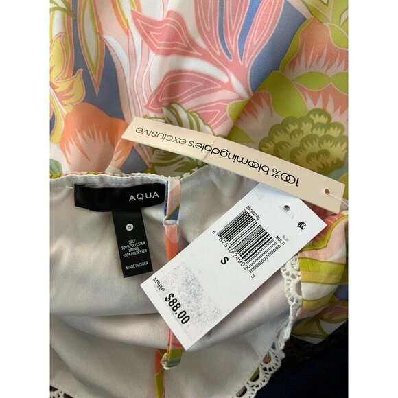 Aqua Womens Size S Floral Print Mini Trapeze Swing Sleeveless Dress NWT - Picture 10 of 14